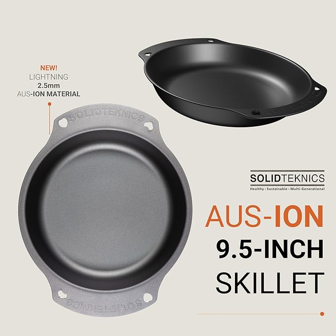 SOLIDTEKNICS AUS-ION 9.5-inch Oven-to-Table Skillet - Lightweight, Versatile Cookware for Frying, Baking, Grilling - Seamless Transitions from Stovetop to Table Performance Made in Australia