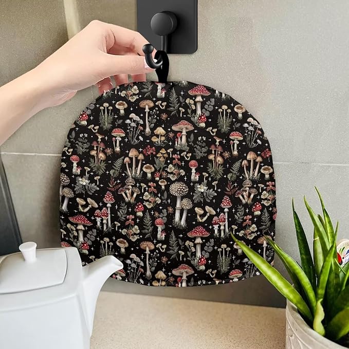 Mushroom Forest Tea Cozy Protective Tea Pot Keep Warm Cover Insulated Teapot Cover with Top Handy Loop Domed Tea Cosies