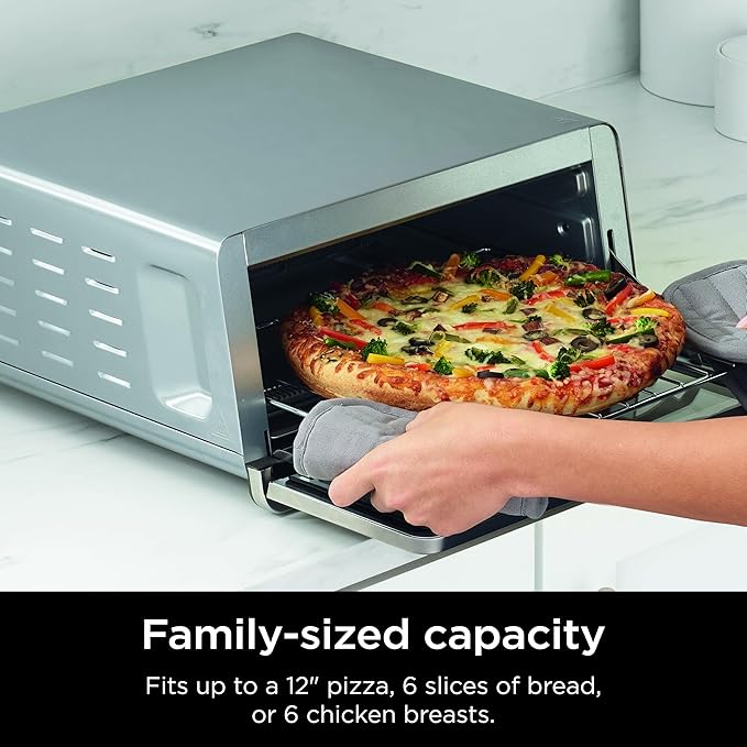 Ninja Toaster Oven & Air Fryer, 8-in-1 Functionality, Large Capacity, Air Fry Basket, Sheet Pan, Wire Rack & Removable Crumb Tray, Stainless,1800 watts, SP151