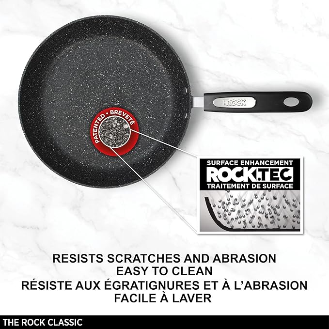 Starfrit The Rock 26cm (10") Non-Stick Multi Pan - Tawa - Durable Forged Aluminum - Oven Safe - PFOA Free - Easy to Clean - Black