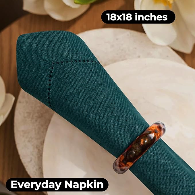 Homidate Hemstitched Cotton Dinner Napkins Set of 12 – 18x18 Aventurine Color – Machine Washable Fabric Napkins for Weddings, Special Events & Formal Dining