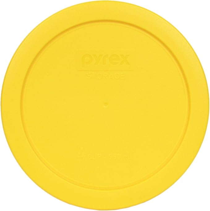 Pyrex 7201-PC 4-Cup Meyer Lemon Yellow Plastic Food Storage Replacement Lids (2-Pack) - Made in the USA