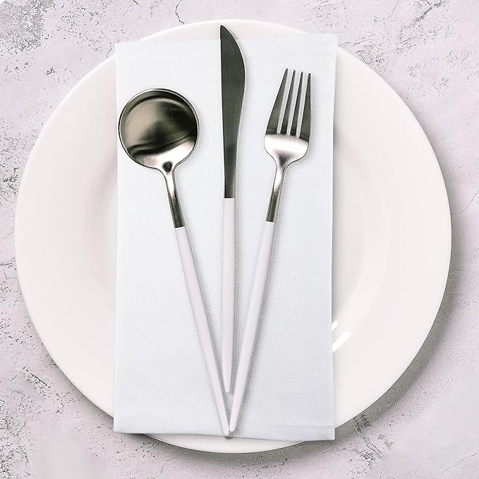 Urban Villa Cloth Napkins White Dinner Napkins Set of 10(20x20)100% Cotton Absorbent Washable Durable Reusable Cloth Napkins Ideal for Hotel Collection Farmhouse Party Thanksgiving Fall Dinner Napkins