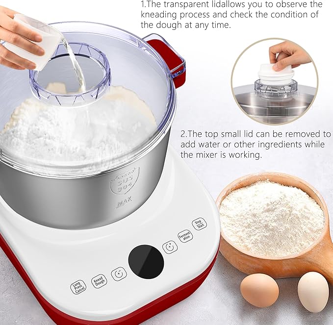 AIZIYO DoughChief, 5.3QT Dough Mixer, Dough Maker with Ferment Function, Touch Panel Control, 304 Stainless Steel Bowl, Removeable lid, Dough Proofing Box for Pizza, Bread, Pasta & Mochi