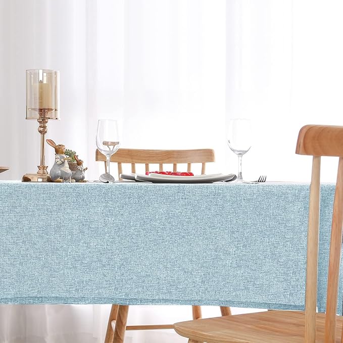 Hiasan Faux Linen Square Tablecloth - Wrinkle and Stain Resistant Washable Table Cloth for Kitchen Dining Room Holiday Table Cover for Dinner, Lux Slate Blue, 54 x 54 Inch