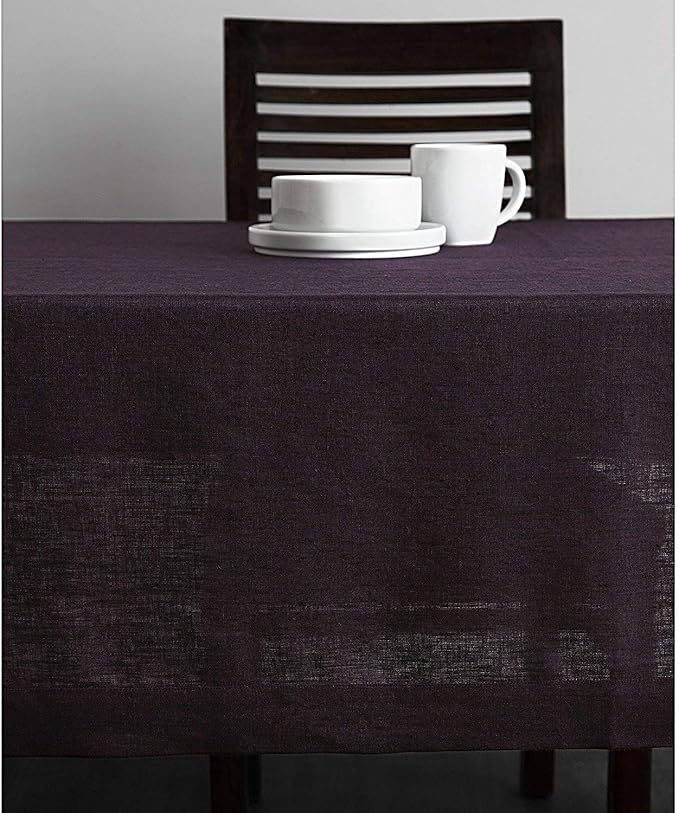 Solino Home Grape Linen Tablecloth 60 x 108 Inch - 100% Pure Linen Table Cloth for Rectangle Tables - Athena, Machine Washable Tablecloth for Winter, Valentines, Spring, Easter
