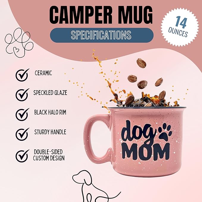 Dog Mom and Dog Dad - Cute Funny 15 oz Coffee Mug Gift Set for Dog Lovers, Dog Parents - Fur Mama - Unique Fun Gifts for Pet Lovers - Large Sturdy Ceramic Travel Coffee Cups & Mugs with Quotes