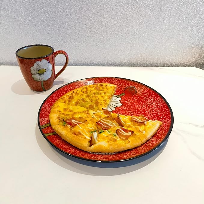 Ceramic Plates For Kitchen, 11 In - Plates Set of 4 - For Salad,Pizza,Bread, Sushi, Pasta,Appetizer, Serving etc - Dishwasher, Microwave, and Oven Safe - For Breakfast, Lunch and Dinner (11 Inch)