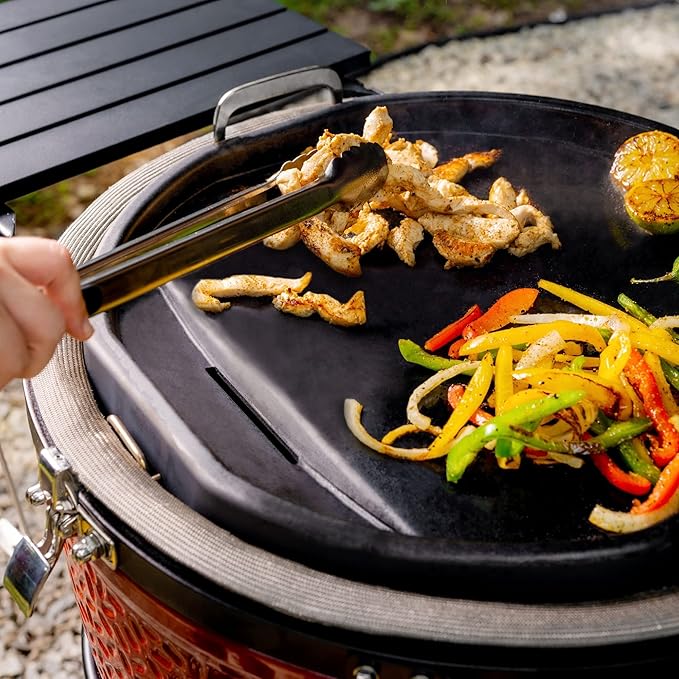 Kamado Joe Karbon Steel Pre-Seasoned Carbon Steel Non-Stick Flat-Top Griddle with Stainless Steel Handles for Big Joe 24-inch Charcoal Grill and Smokers, Model KJ15094622