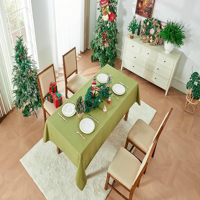 EKAINA Waterproof Faux Linen Rectangle Tablecloth Spill-Proof Wipe-Clean Dining Table Cover for Kitchen Party Holiday Everyday Use