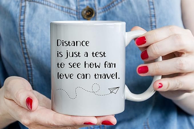 Personalized Long Distance Coffee Mug, Best Friends Quote Custom Mugs, States with Hearts over Cities, Add Names and Quote, State to State Mug, Long Distance Family, Friendship, Relationship Gifts
