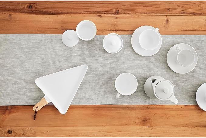 Solino Home Linen Table Runner 72 Inches Long - Athena, 100% Pure Linen Oyster Grey 14 x 72 Inch Table Runner for Dining, Spring, Easter