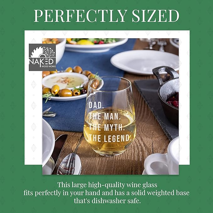 Gifts for Dad | Wine Glass Gift for Dad - Dad. The man. The myth. The Legend. Perfect Birthday or Father's Day gifts for dad or Grandpa! Awesome Dad Gift for any occasion!