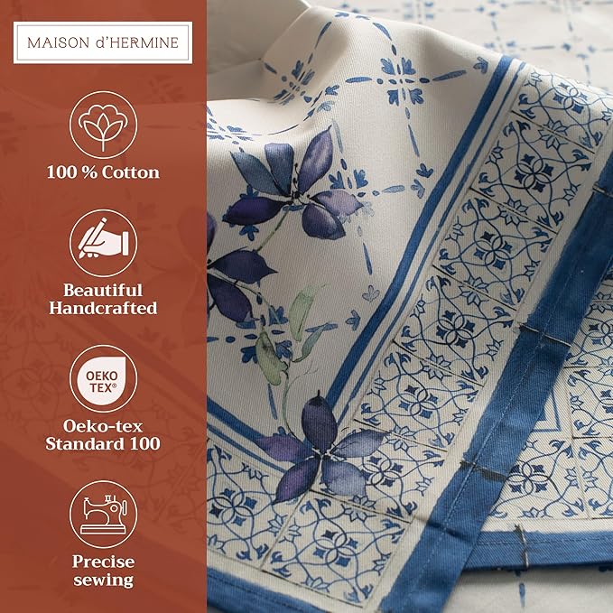 Maison d' Hermine Cloth Napkins Set of 4 100% Cotton Everyday Reusable Square Napkins Cloth Washable Dinner Party Wedding Restaurant Valentines Day Decorations Spring/Summer (Faience, 20" x 20")