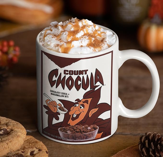Count-Chocula Coffee Mug – Retro Cereal Monster Design, Ceramic, Microwave Dishwasher Safe, Perfect for Collectors Breakfast Lovers – Vintage Halloween Novelty 11 Oz White