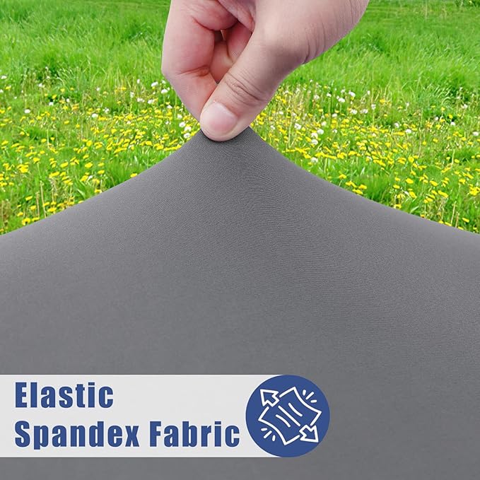 Round Spandex Tablecloth, Elastic Fitted Waterproof Tablecloths for 45"-56" Tables, Stretch Washable Picnic Table Cover for Camping, Dining, Indoor and Outdoor, Grey