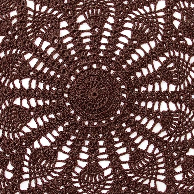 BIBITIME Lace Tablecloth Doily Handmade Crochet Placemat Women Vase Mat Kitchen Table Runner (2PCS- 18 in to 20 in, Coffee)