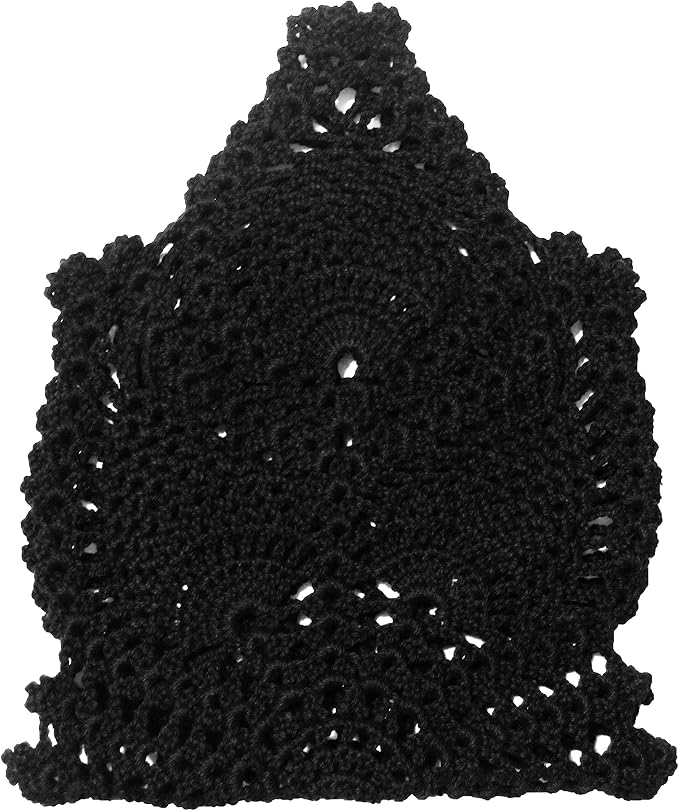 BIBITIME Crochet Lace Table Doilies Eyes Flower Doily Kitchen Vase Place Mats (7 in x 21 in,Pack of 2PCS, Style02-Black)