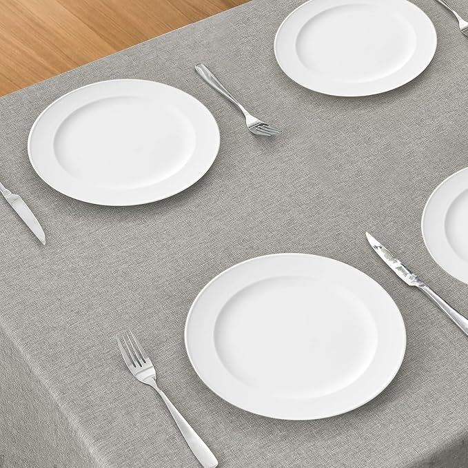 Rectangular Tablecloth Linen Texture Waterproof and Stain-Resistant Table Cloth, Kitchen Dining Table Decoration, 52 x 70 inch Fabric Natural Color