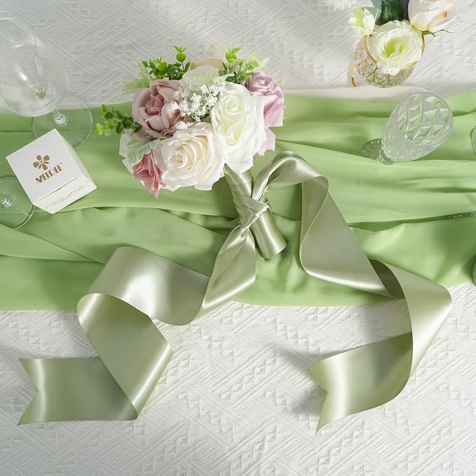 MEEDEE Green Satin Ribbon Lux Double Faced Satin Ribbon 3 Inch Green Christmas Ribbons by 10 Yards Olive Green Ribbons for Christmas Tree, Flower Bouquet, Weddings, Bow Making, Holiday Decorating