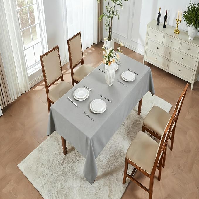 EKAINA Waterproof Faux Linen Rectangle Tablecloth Spill-Proof Wipe-Clean Dining Table Cover for Kitchen Party Holiday Everyday Use