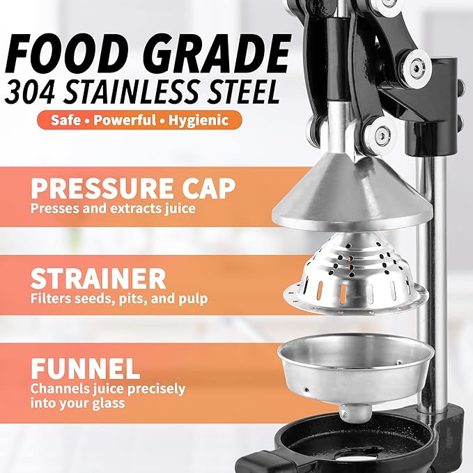 Zulay Kitchen Extra Tall Citrus Press Manual Juicer - Manual Orange Juice Squeezer, Fits Tumblers, Tall Glasses and Cups - Fruit Press & Juice Press, Juice Presser Machine & Citrus Juicer Manual