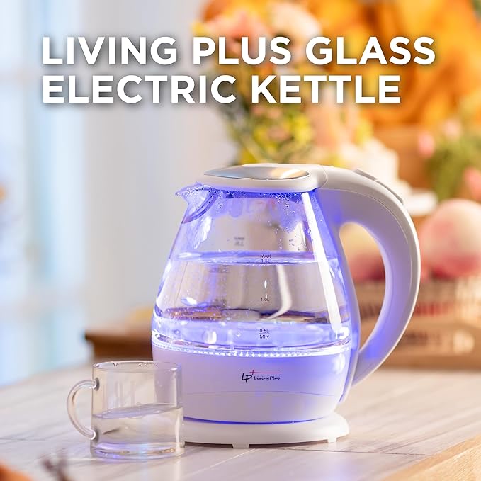 Living Plus 1.5 L Glass Electric Kettle - Fast Boiling, BPA-Free, LED Indicator, Auto Shut-Off