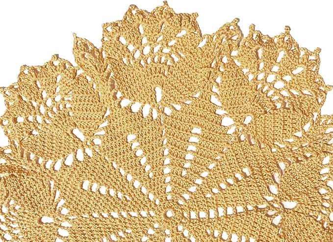BIBITIME Tulip Flower Doilies Lace Doilies Kitchen Table Doily Mats Tablecloth Handmade Crochet Placemats Vase Dish Plate Mat (1 PC- 15 inches- 16 inches, Champagne)
