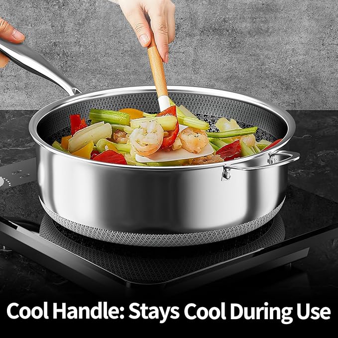 16-Piece 5 Ply Stainless Steel Cookware Set with Lids, Pots and Pans Set Non Stick, Non-Toxic, for Induction, Oven, Dishwasher Safe, RV Essentials, Kitchen Appliances