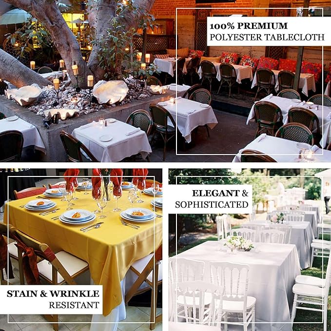 Efavormart 90" Square Polyester Table Overlay for Wedding Kitchen Dining Events - Burgundy