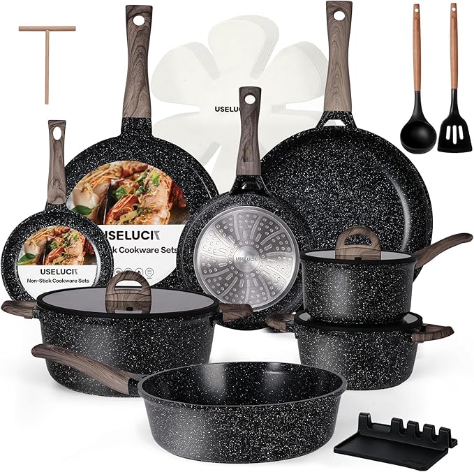 Ceramic Cookware Set 22-Piece Nonstick Pots and Pans Set Non Stick Kitchen Cooking Sets Stockpot Saucepan Frying Pans