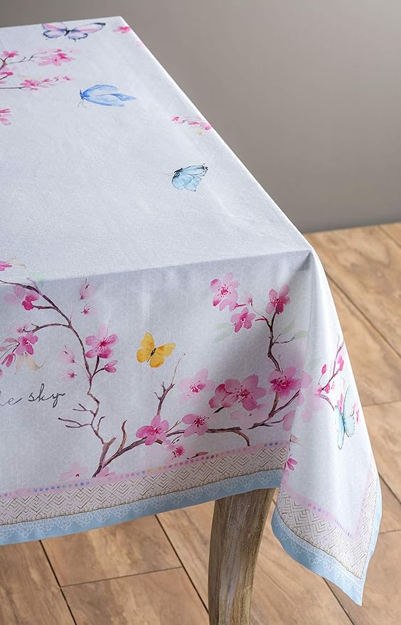 Maison d' Hermine Table Cloth Rectangle Table 100% Cotton 54 x 72 Inches Tablecloth Reusable Decorative for Dining Room Farmhouse Home Valentines Day Decorations Spring Summer - Blossoms in Spring