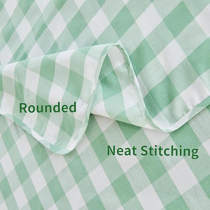 BALCONY & FALCON Gingham Table Cloth Rectangle – Reversible Water-Resistant Cotton Checkered Tablecloth for Outdoor Picnic, Camping, Kitchen, Holiday Party Decor (Green White, 55x95 Inch)