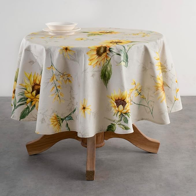 Maison d' Hermine Table Cloth Round Table 100% Cotton 63 Round Inches Tablecloth Reusable Decorative for Dining Room Farmhouse Home Valentines Day Decorations Spring Summer - Candice