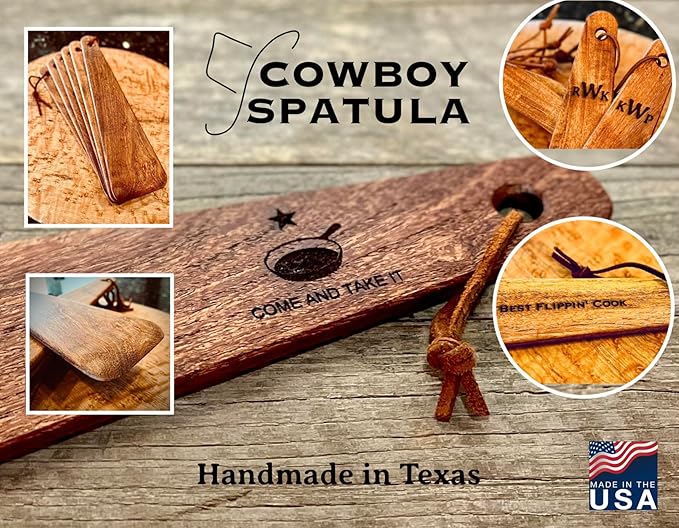 COWBOY SPATULA Mesquite Wood Spatula - Handmade in Texas, Made in USA,. Safe for nonstick, and cast iron cookware. Choose an Engraving! (Come and Take It - Cannon)