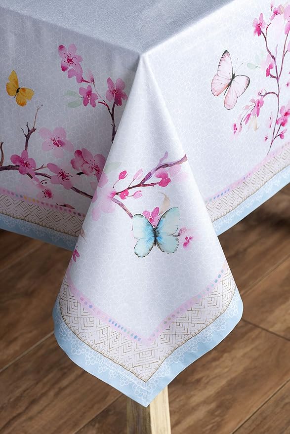 Maison d' Hermine Table Cloth Rectangle Table 100% Cotton 60 x 90 Inches Tablecloth Reusable Decorative for Dining Room Farmhouse Home Valentines Day Decorations Spring Summer - Blossoms in Spring