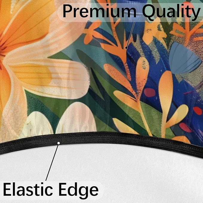 Dragonfly Outdoor Round Tablecloth with Umbrella Hole, Circle Fitted Tablecloths with Elastic 45"-56" Waterproof Oil-Proof Round Outdoor Tablecloth Patio Table Cover for Picnic Camping Party