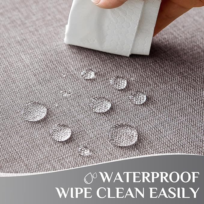 Softalker Rectangular Table Cloth 60x120 inch Grey Linen Textured Tablecloth Outdoor Waterproof, Stain and Wrinkle Resistant, Extra Lang Table Cloths for 6/8 Foot Rectangle Large Tables Decor Garden