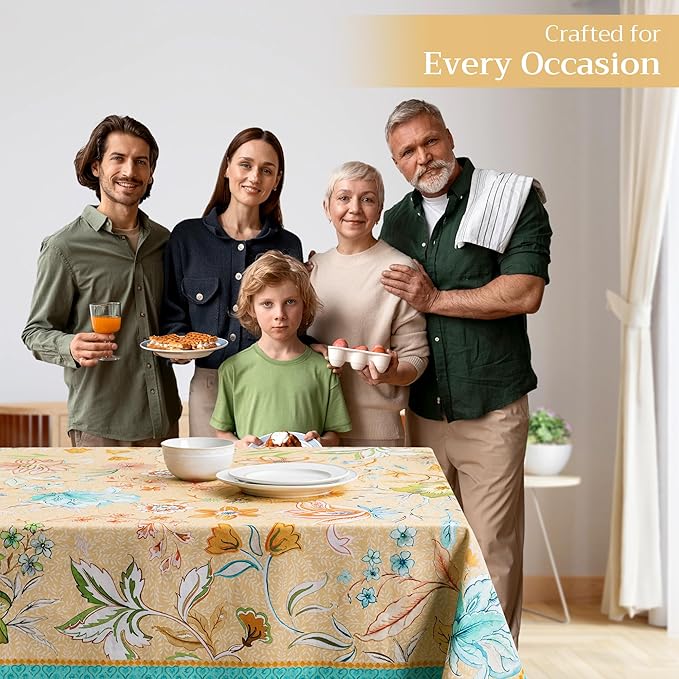 Maison d' Hermine Table Cloth Rectangle Table 100% Cotton 60 x 120 Inches Tablecloth Reusable Decorative for Dining Room Farmhouse Home Valentines Day Decorations Spring Summer - Luxury Loft - Peach