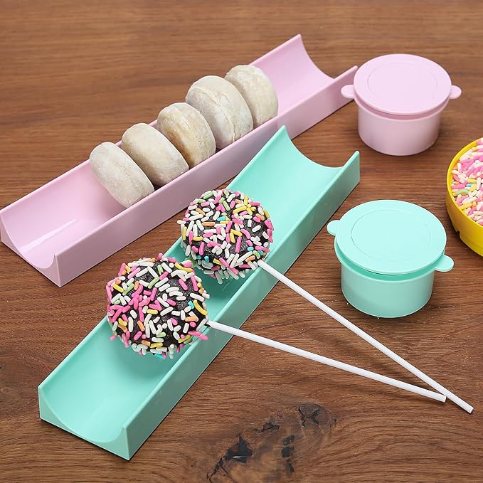 Round Cake Pop Mold Set with 9 Inch Tray and Sticks, ABS Cake Pop Maker, Circle Cake Pop Cutter and Pusher, Baking Molds Kit for Parties, Wedding,Home Desserts Making - Blue