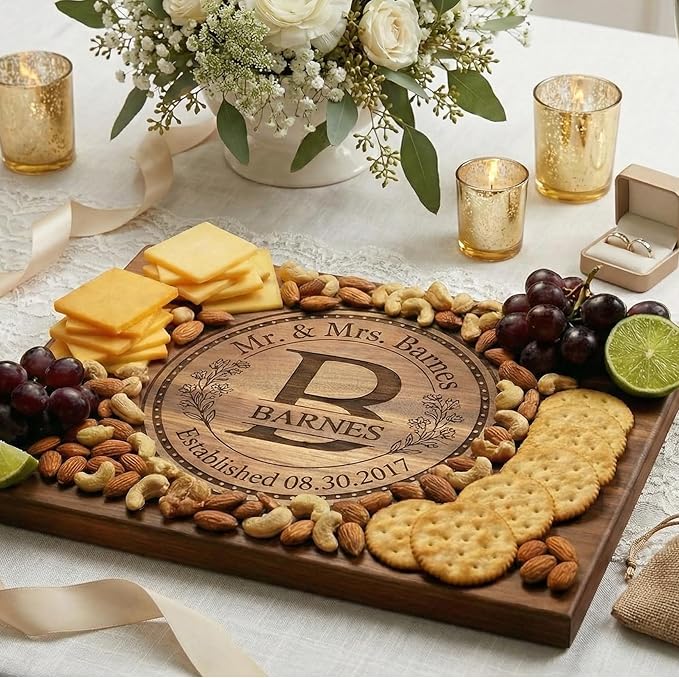 Personalized Engagement Gifts or Wedding Gifts for Couples - Custom Cutting Board Gifts for Anniversary, Unique Holiday Gift, Familiy Gift, Premium Handmade Wood Gift, or Newlywed Gift