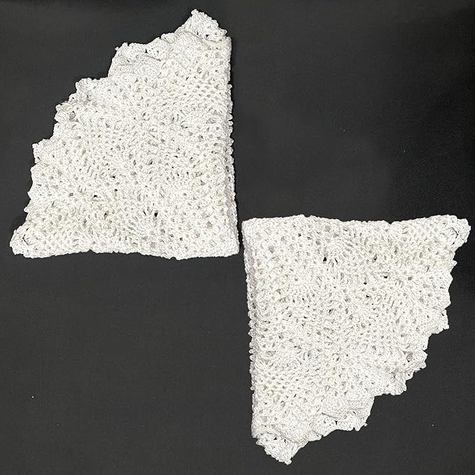 BIBITIME Lace Tablecloth Doily Handmade Crochet Placemat Women Vase Mat Kitchen Table Runner (2PCS- 18 in to 20 in, White)