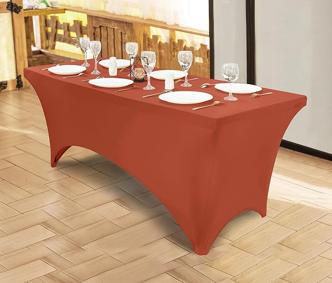 Utopia Kitchen Spandex Tablecloth 1 Pack [6FT, Light Coffee] Tight, Fitted, Washable and Wrinkle Resistant Stretch Rectangular Patio Table Cover for Event, Wedding, Banquet & Parties[72Lx30Wx30H Inch]