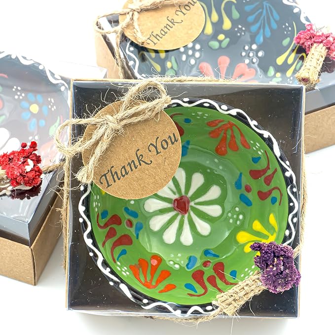 Bridal shower favors, 16 Set of Ceramic Bowls, Wedding Favors for Guests Bulk, Baby Shower Favors Bulk, Mexico Wedding Party Favors, 3.14 inches dimension (Kraft Box)