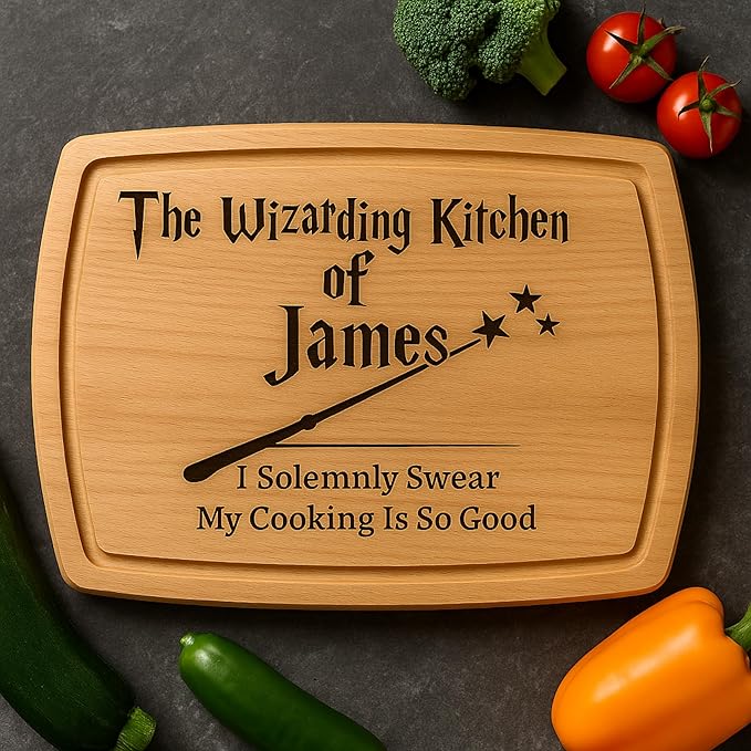 Personalized Wizard Kitchen Cutting Board Custom Engraved Wooden Charcuterie Board Funny Gift For Couples Handmade Charcuterie Tray Christmas Gift For Family Kitchen Decor Ideal For Holidays