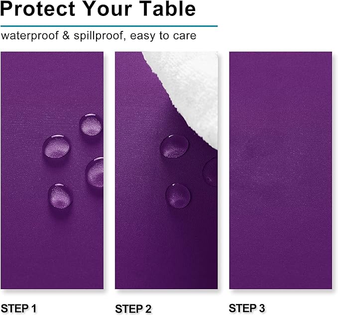 Hiasan Royal Purple Tablecloth for Rectangle Tables - Waterproof and Spillproof Washable Fabric Table Cloth for Dining Room Kitchen Party, 52 x 70 Inch