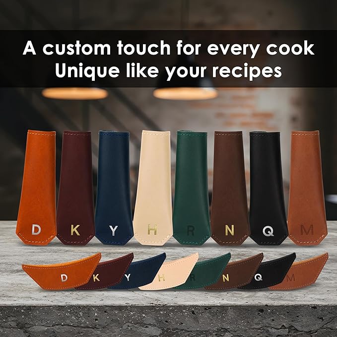 Northwind Personalized Engraved Leather Skillet Handle Cover Set of 2 – Made in USA - Custom Monogrammed Pot Holder Sleeve for Cast Iron Pans, Anniversary, Wedding, Housewarming, and Unique Gift