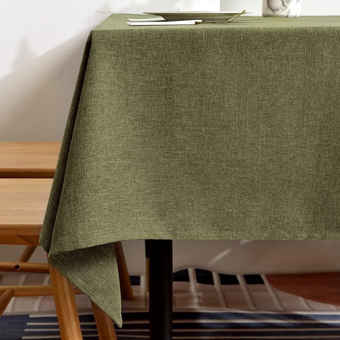 BALCONY & FALCON Square Table Cloth – Waterproof, Wrinkle-Resistant & Dust-Proof Farmhouse Tablecloth for Dining, Kitchen, Party Decorations, Outdoor Patio, Baby Shower, Christmas (Olive, 55" x 55")