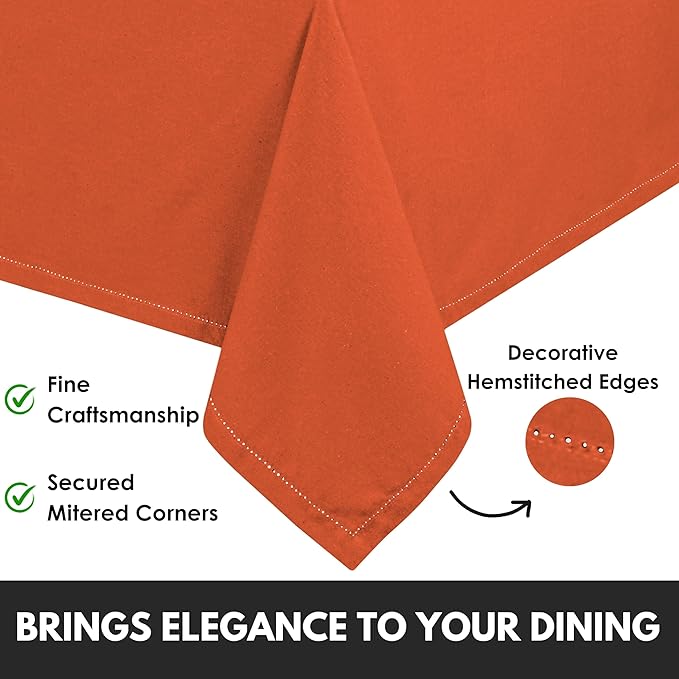 Table Cloth Rectangle 60x84, Kitchen Dining Indoor Outdoor Buffet Table Cover 100% Cotton Tabletop Table Cloth Decoration Parties BBQ Machine Washable, Orange