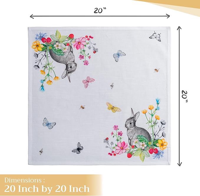 Maison d' Hermine Cloth Napkins Set of 4 100% Cotton Everyday Reusable Square Napkins Cloth Washable Dinner Party Wedding Restaurant Valentines Day Decorations Spring/Summer (Printemps, 20" x 20")